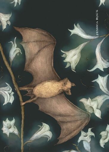 Bat and Moonflowers por Jessica Roux