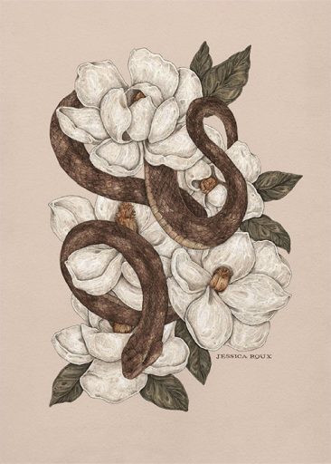 Snake and Magnolias por Jessica Roux