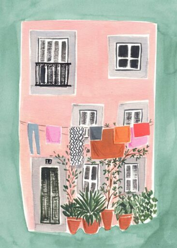 Pink house green por Emma Block